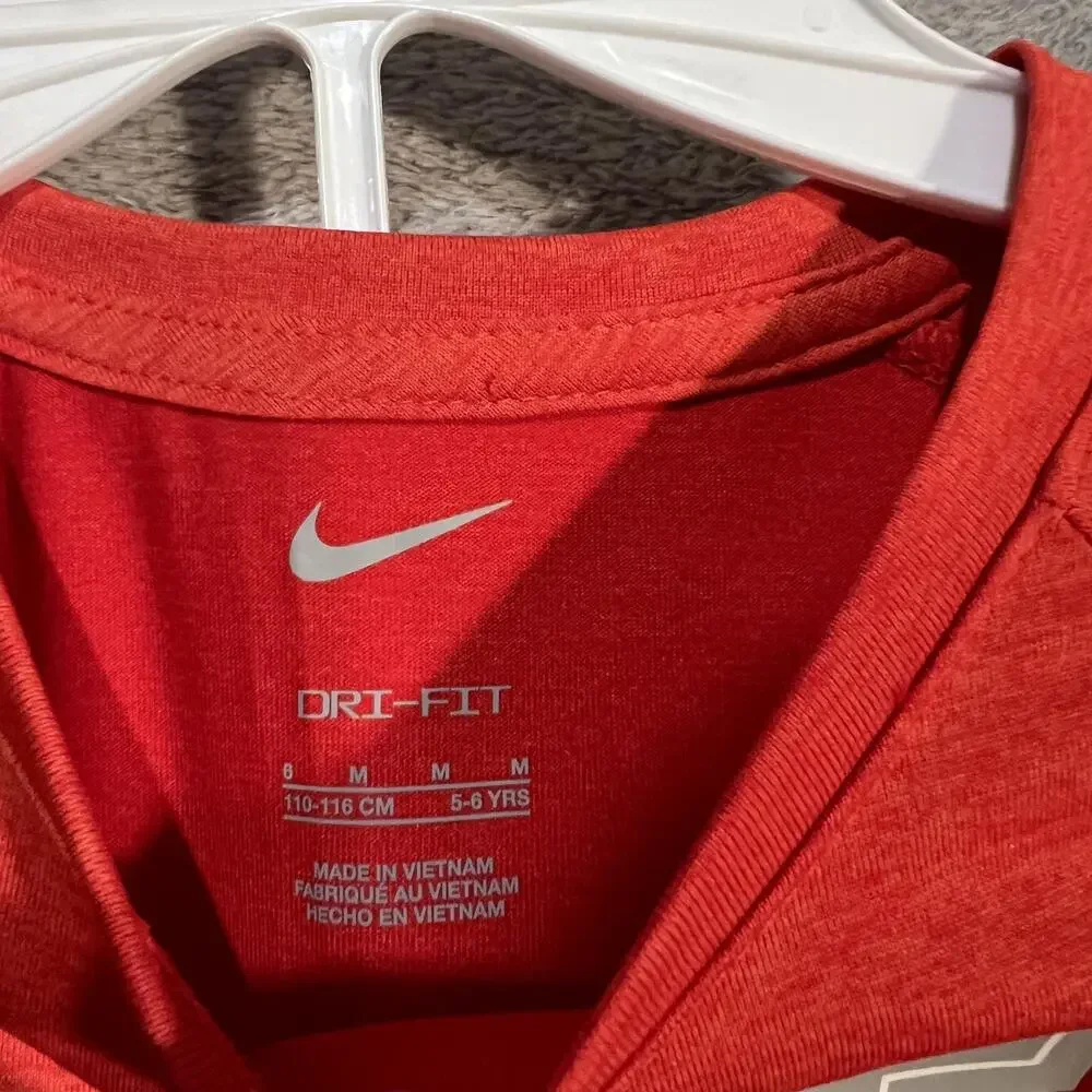 Nike Dri-FIT Shirt Shorts 2 Piece Set Boys Size 6 Red Black Athletic Youth - Picture 3 of 4